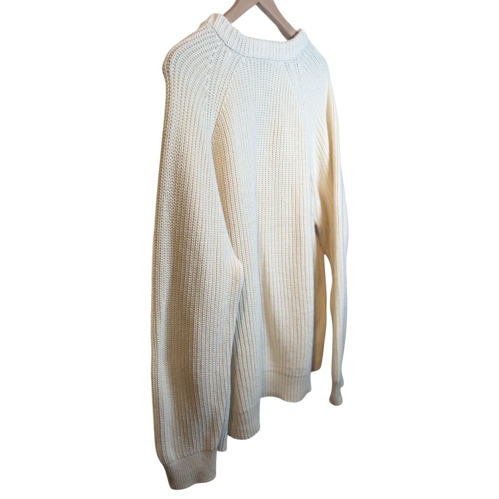 Jenni Kayne Oversized Cotton Fisherman Sweater Classic Ivory M 100% Cotton Knit - Picture 10 of 13